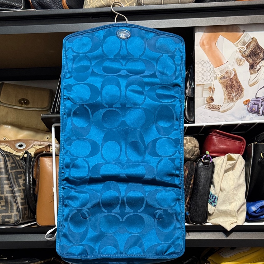 Coach Nylon Blue Signature Cosmetic Travel Case - Picture 5 of 10